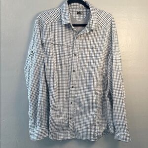 REI Men Plaid Vented Long Sleeve Roll Tab Button Down Shirt Size Large